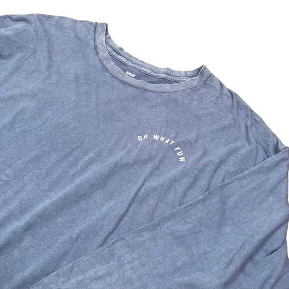 Aerie "Oh What Fun" Slub Tee 100% Cotton Blue Long Sleeve Men's Size Medium - Picture 2 of 10